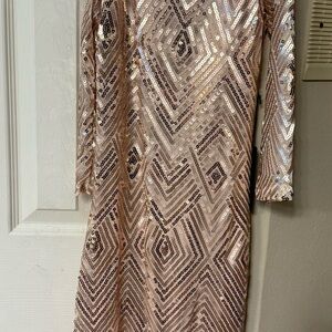 City Triangles Gold Sequin Embellished Sheath Dress